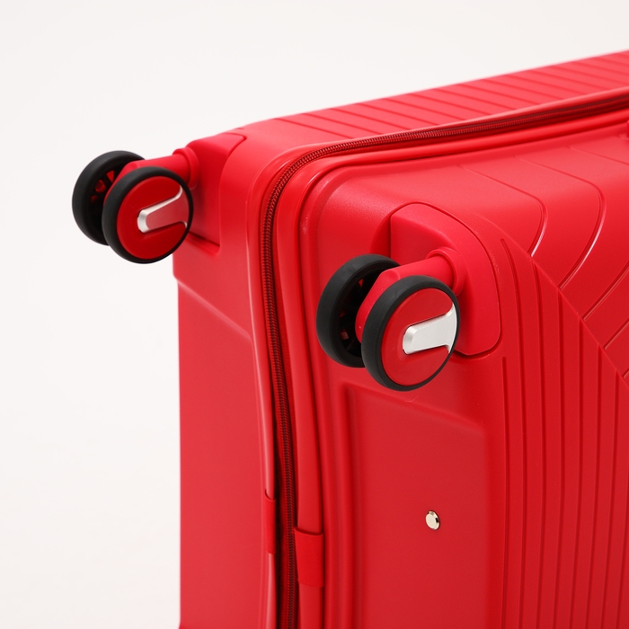 Чемодан большой 100 л (L), отдел на молнии, кодовый замок, 4 колеса, цвет красный Чемодан большой 100 л (L), отдел на молнии, кодовый замок, 4 колеса, цвет красный