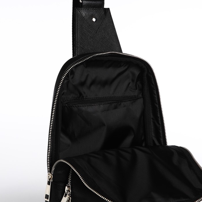 Сумка - слинг, TEXTURA, натуральная кожа, цвет чёрный Сумка - слинг, TEXTURA, натуральная кожа, цвет чёрный