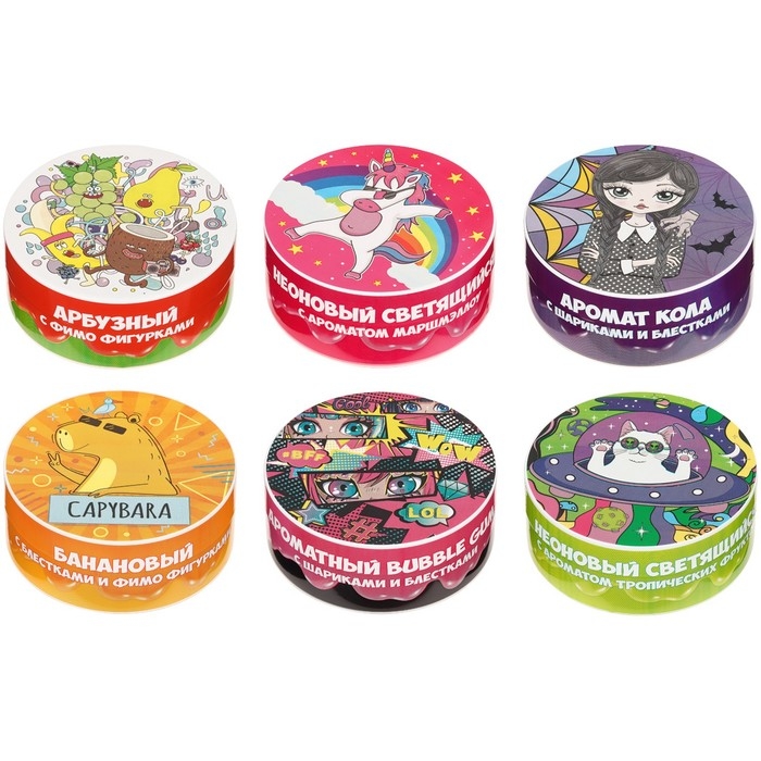 Набор слаймов макси «Slime boom. Трендовый микс», 250 мл, 6 видов с наполнит., шоу-бокс