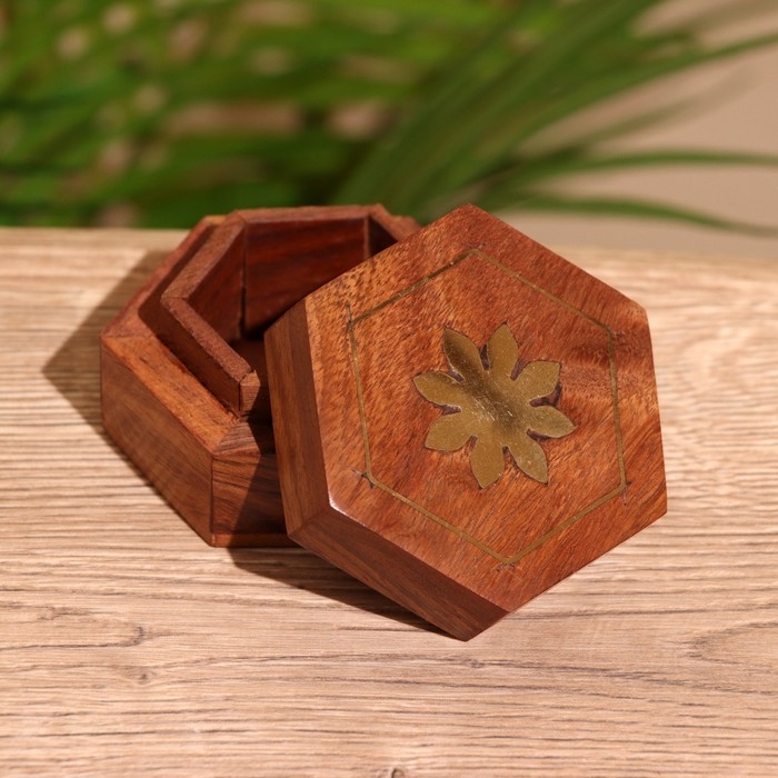 Шкатулка  Шкатулка "Солнце" 6,5х7,5х4 см, дерево шишам