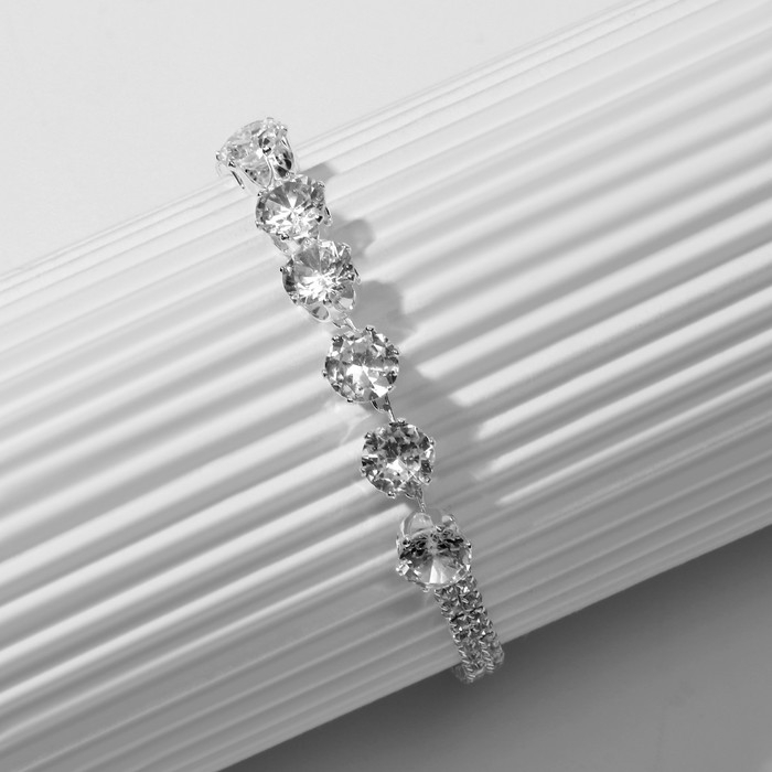 Браслет со стразами «Циркон» изыск, дорожка, цвет белый в серебре, 15см Браслет со стразами «Циркон» изыск, дорожка, цвет белый в серебре, 15см