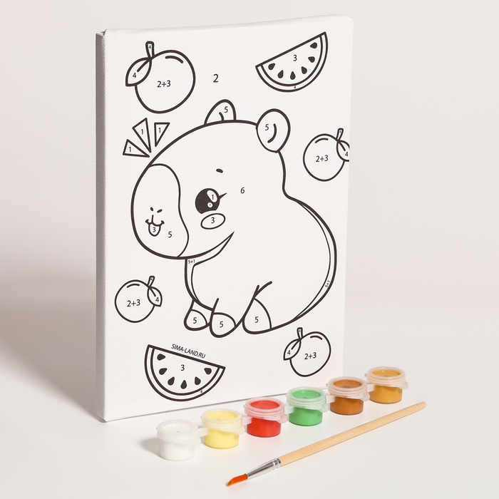 Картина по номерам для детей «Капибара и фрукты», 21 х 15 см Картина по номерам для детей «Капибара и фрукты», 21 х 15 см