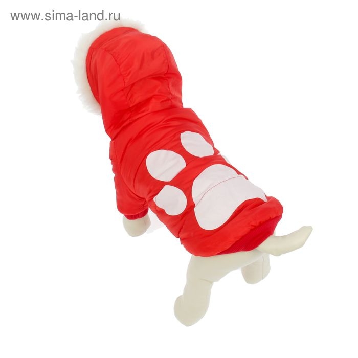 Куртка с капюшоном и мехом, размер XL (ОШ 34, ОГ 47, ДС 31 см), красная Куртка с капюшоном и мехом, размер XL (ОШ 34, ОГ 47, ДС 31 см), красная