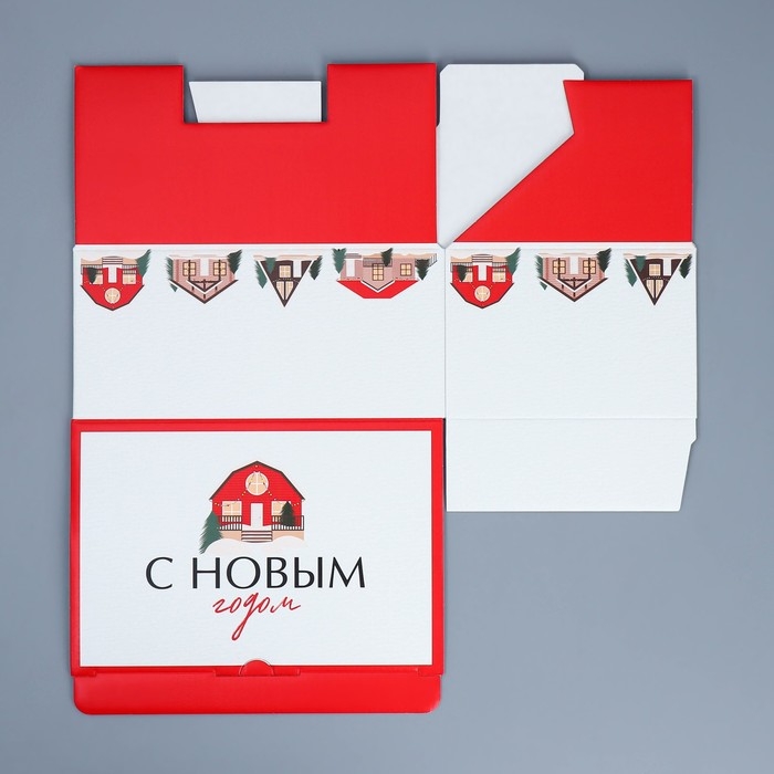 Коробка подарочная новогодняя складная «Домики», 22 х 15 х 10 см, Новый год Коробка подарочная новогодняя складная «Домики», 22 х 15 х 10 см, Новый год