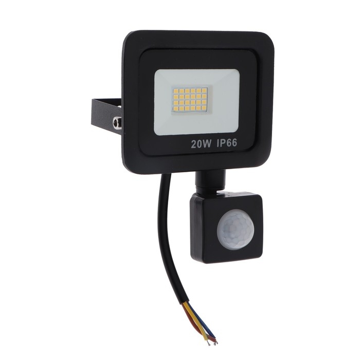 Прожектор светодиодный, 20 Вт, 1800 Лм, 4000К, Датчик движения, IP66