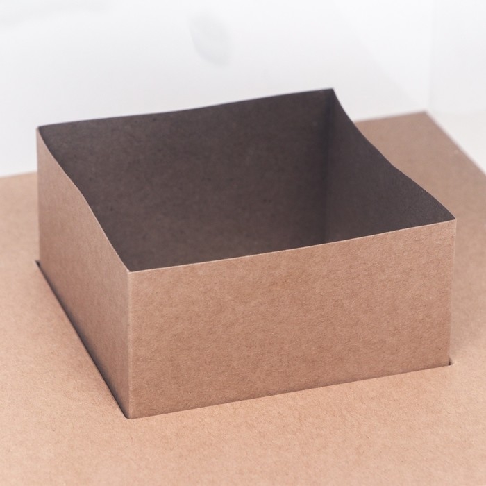 Коробка для цветов с вазой и PVC окнами, складная, 23 х 30 х 23 см, крафт Коробка для цветов с вазой и PVC окнами, складная, 23 х 30 х 23 см, крафт