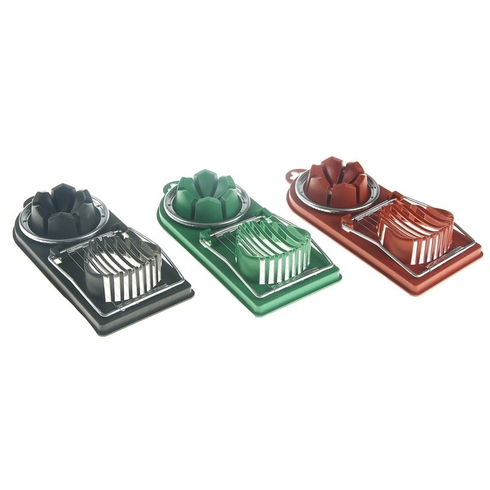 Яйцерезка с двумя видами нарезки Доляна, 19×8×2 см, цвет МИКС Яйцерезка с двумя видами нарезки Доляна, 19×8×2 см, цвет МИКС