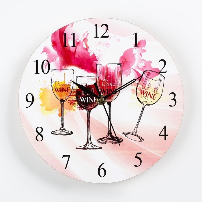 Часы настенные интерьерные Часы настенные интерьерные "Бокалы", d-23.5 см
