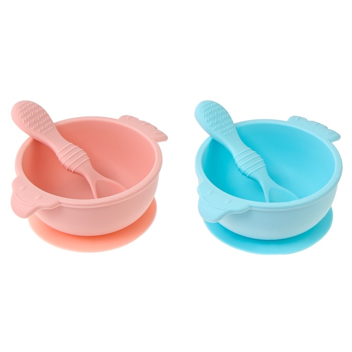 Тарелка детская на присоске с ложкой, МИКС