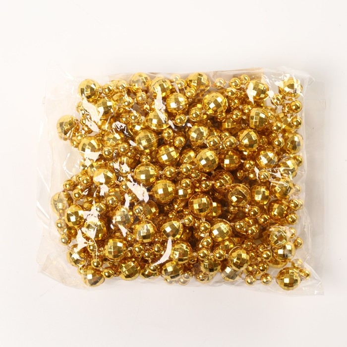 Бусы на ёлку новогодние, на Новый год, 0,8х0,8х300 см., цвет золотой Бусы на ёлку новогодние, на Новый год, 0,8х0,8х300 см., цвет золотой