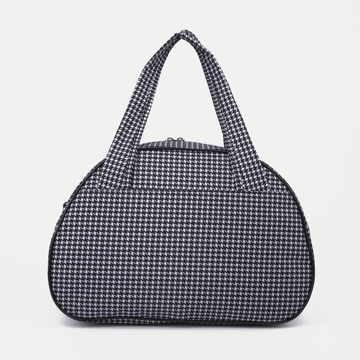 Сумка дорожная женская на молнии, наружный карман, цвет белый/чёрный Сумка дорожная женская на молнии, наружный карман, цвет белый/чёрный