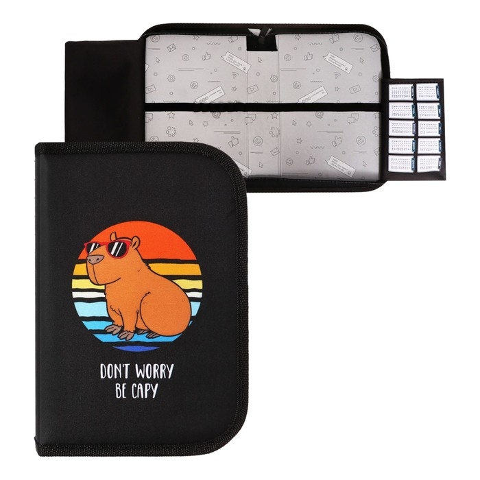 Пенал 1 секция 140 х 210 х 40 мм, откидной карман и косметичка, тканевый, Calligrata TOP Content  Пенал 1 секция 140 х 210 х 40 мм, откидной карман и косметичка, тканевый, Calligrata TOP Content "Хомячок"