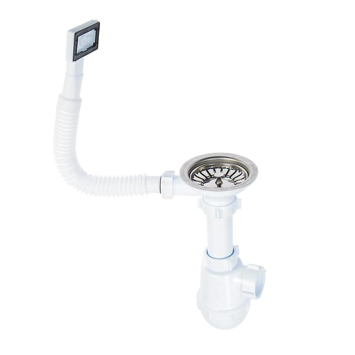 Сифон для мойки  Сифон для мойки "АНИ Пласт" Грот A0145S, 1 1/2" х 40 мм, нерж решетка d=115 мм, с переливом