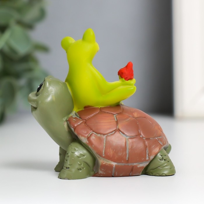 Сувенир полистоун Сувенир полистоун "Лягушонок с птичкой на черепахе" 6,5х6,7х3,9 см