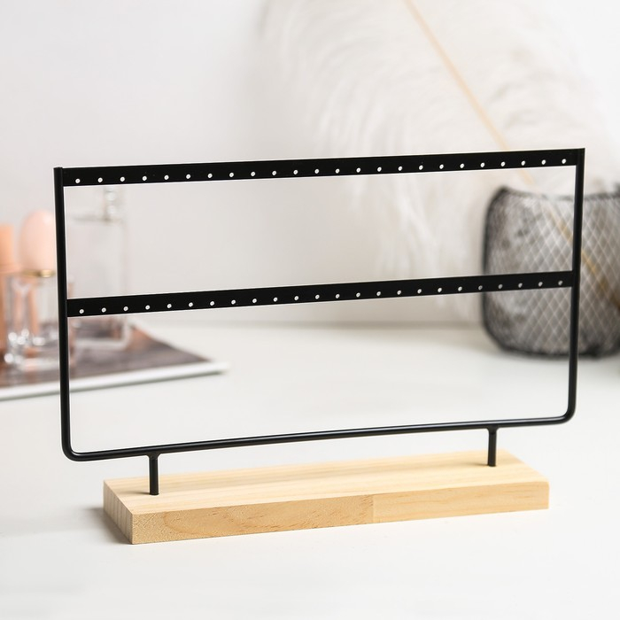 Подставка под серьги, 2 яруса, на 24 пары серёг, 27&times;7&times;20, цвет чёрный