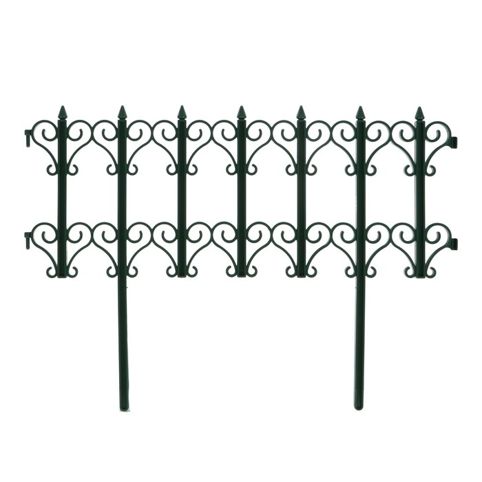 Ограждение декоративное, 25 × 180 см, 5 секций, пластик, зелёное, «Классика» Ограждение декоративное, 25 × 180 см, 5 секций, пластик, зелёное, «Классика»