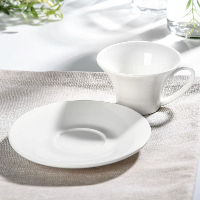 Кофейная пара фарфоровая Wilmax, 2 предмета: кружка 100 мл, блюдце d=13 см, цвет белый Кофейная пара фарфоровая Wilmax, 2 предмета: кружка 100 мл, блюдце d=13 см, цвет белый