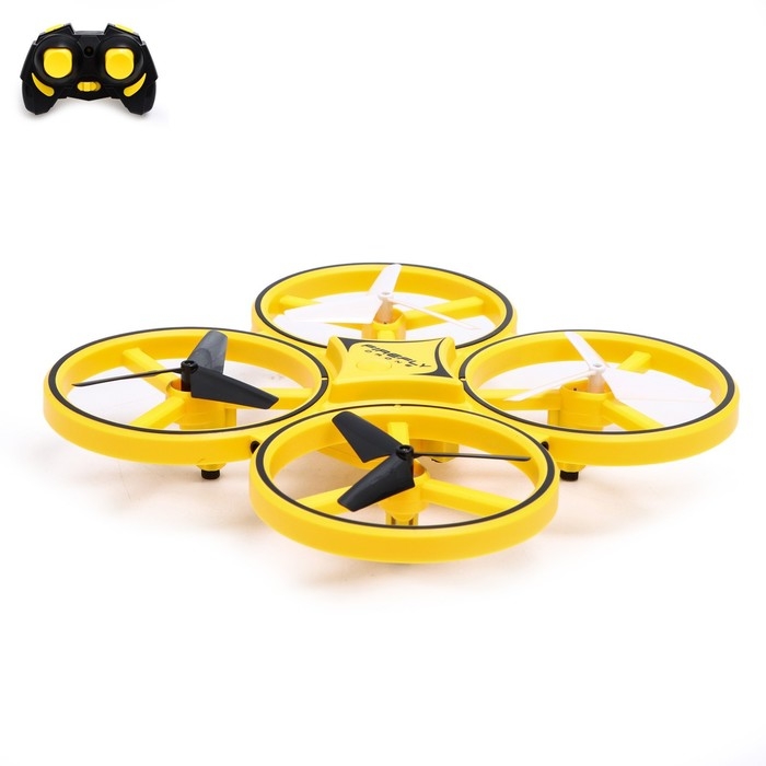Квадрокоптер радиоуправляемый DRONE, подсветка, работает от аккумулятора, цвет жёлтый Квадрокоптер радиоуправляемый DRONE, подсветка, работает от аккумулятора, цвет жёлтый