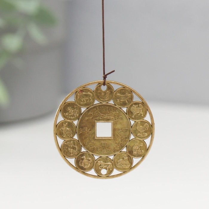 Музыка ветра Музыка ветра "Дракон на монете" 3 колокольчика + 1 подвеска 46 см