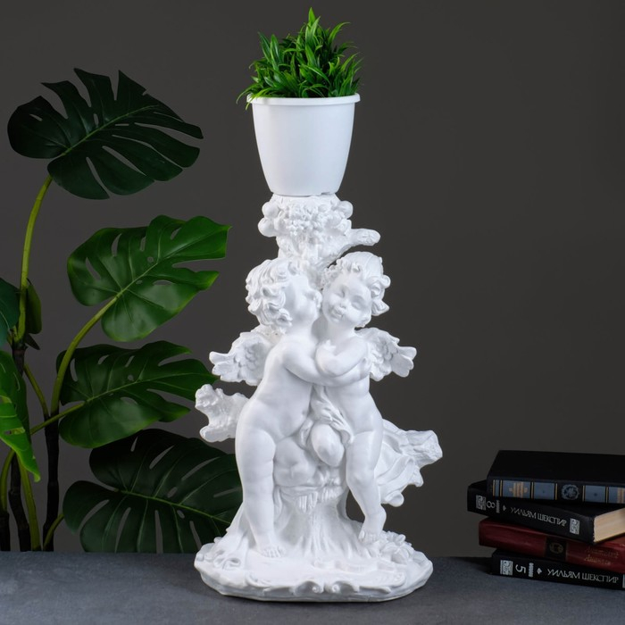 Фигурное кашпо Фигурное кашпо "Пара ангелов" белые 1,2 л / 32х62х24см