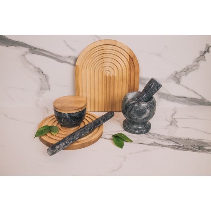 Скалка из мрамора Magistro, 25×2,2 см, цвет чёрный Скалка из мрамора Magistro, 25×2,2 см, цвет чёрный