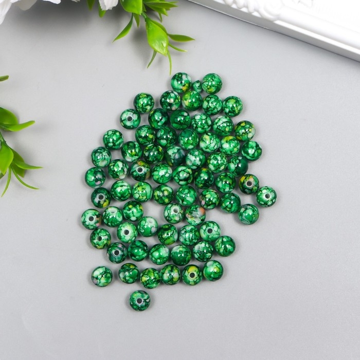 Бусины для творчества пластик Бусины для творчества пластик "Мраморные. Малахит" d=0,8 см набор 20 гр