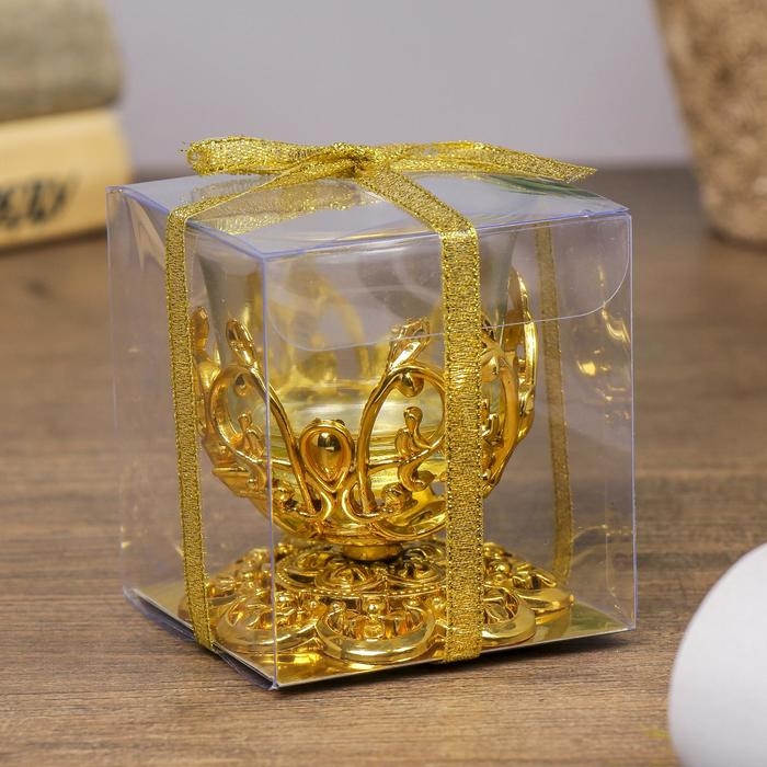 Подсвечник стекло 1 свеча Подсвечник стекло 1 свеча "Узор", цвет золотистый