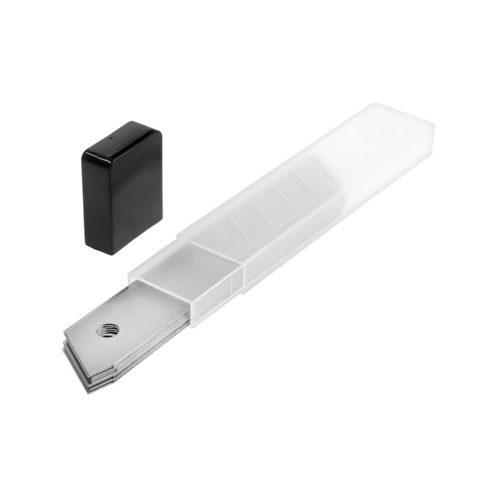 Лезвия для ножей ТУНДРА, сегментированные, 18 мм, 10 контейнеров по 10 лезвий, 100 шт. Лезвия для ножей ТУНДРА, сегментированные, 18 мм, 10 контейнеров по 10 лезвий, 100 шт.