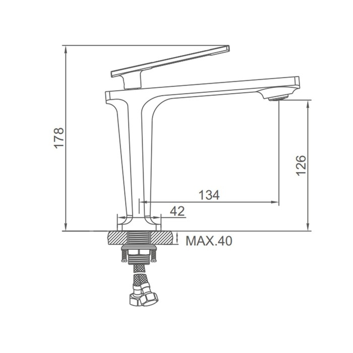 Смеситель для раковины Accoona A90127AT, однорычажный, длина излива 134 мм, графит Смеситель для раковины Accoona A90127AT, однорычажный, длина излива 134 мм, графит