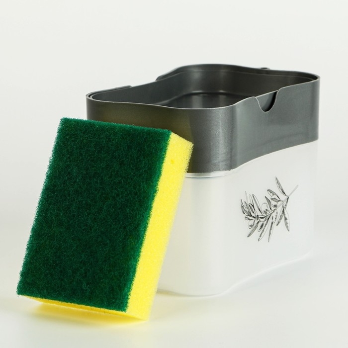 Дозатор для моющего средства кухонный «Sweet home»,с подставкой для губки, серый, 12 х 10,5 см. Дозатор для моющего средства кухонный «Sweet home»,с подставкой для губки, серый, 12 х 10,5 см.