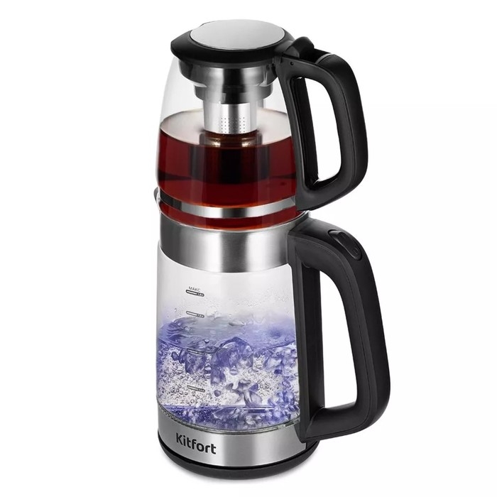 Чайный набор Kitfort КТ-6639, стекло, 1.8/1.2 л, 1500 Вт, чёрно-серебристый Чайный набор Kitfort КТ-6639, стекло, 1.8/1.2 л, 1500 Вт, чёрно-серебристый