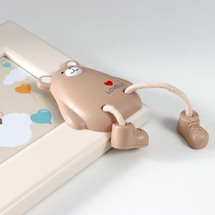 Фоторамка пластик 12х17 см  Фоторамка пластик 12х17 см "Мишка с сердечками" бежевая 24х19,5 см