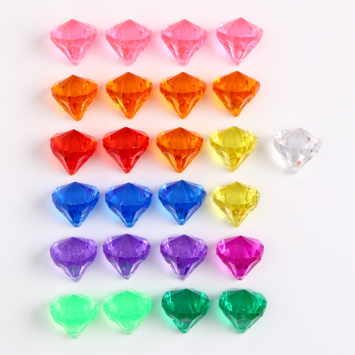 Кристаллы пластиковые декоративные, набор 25 шт., размер 1 шт. — 3 × 2,2 см, цвет МИКС Кристаллы пластиковые декоративные, набор 25 шт., размер 1 шт. — 3 × 2,2 см, цвет МИКС