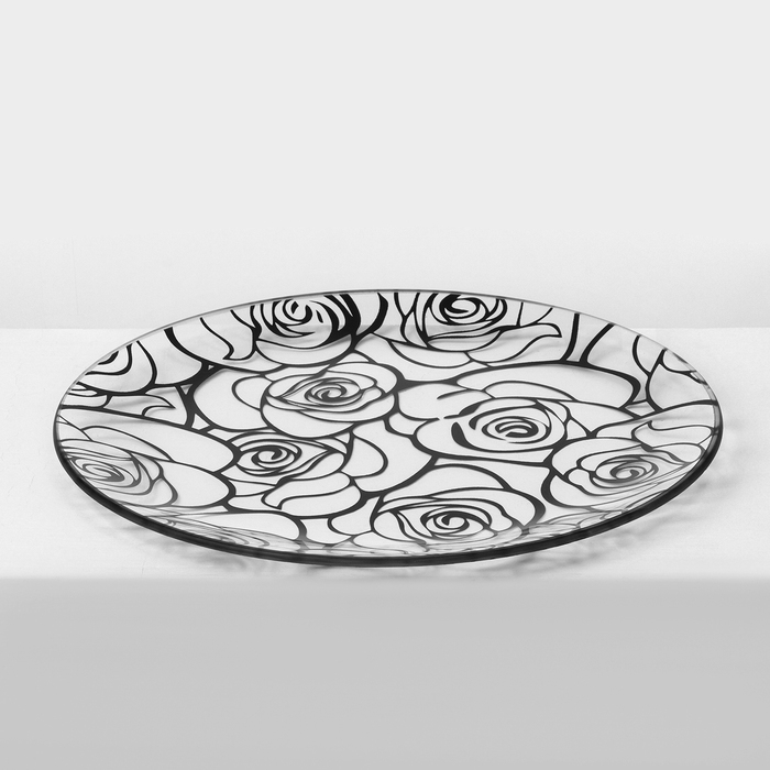 Набор стеклянных тарелок Доляна «Мишель», 7 предметов, цвет черный Набор стеклянных тарелок Доляна «Мишель», 7 предметов, цвет черный