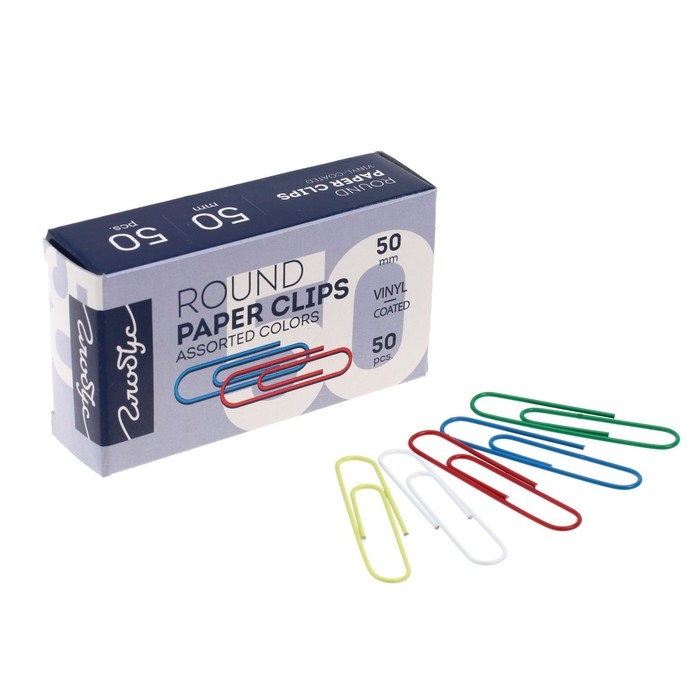 Скрепки канцелярские GLOBUS, 50 шт., 50 мм, цветные Скрепки канцелярские GLOBUS, 50 шт., 50 мм, цветные