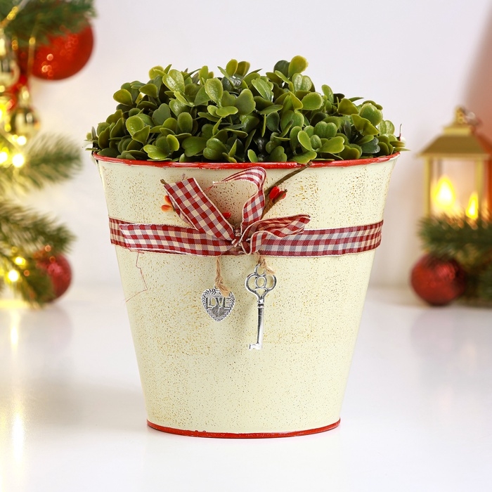 Кашпо Кашпо "Ведерко Рустад" бежевое, 15х15х14см