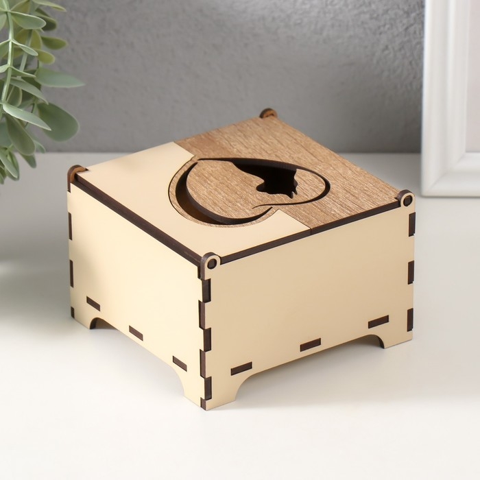 Шкатулка комбинированная  Шкатулка комбинированная "Кот в сердечке" 10,5х10х7 см