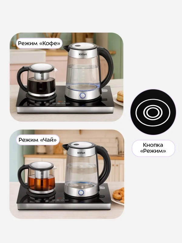 Чайный набор КТ-6741 чайник электрический - 1.7 л Чайный набор КТ-6741 чайник электрический - 1.7 л