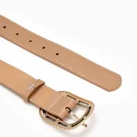 Ремень жен 05-01-07-01, Июнь2507, 3*0,3*110 см, без винта, пряж золото+пласт, 1 прокол, беж   109031