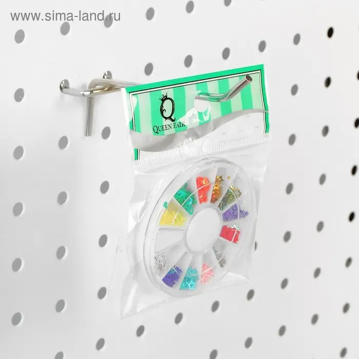 Крючок одинарный для металлической перфорированной панели, d=3.5 мм, L=10 см, цвет хром Крючок одинарный для металлической перфорированной панели, d=3.5 мм, L=10 см, цвет хром