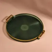 Подставка для хранения GREEN, d=27&times;3.4 см, цвет зелёный, золотистый