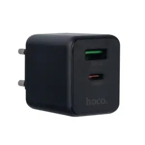 Переходник сетевого зарядного устройства на Type-C PD30W + USB QC3.0 C157A HOCO черный