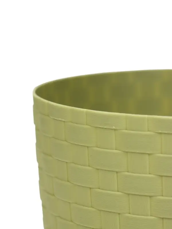 Горшок для цветов с поддоном &laquo;Ротанг&raquo;, 2 л, d=15 см, h=14 см, пластиковый, оливковый
