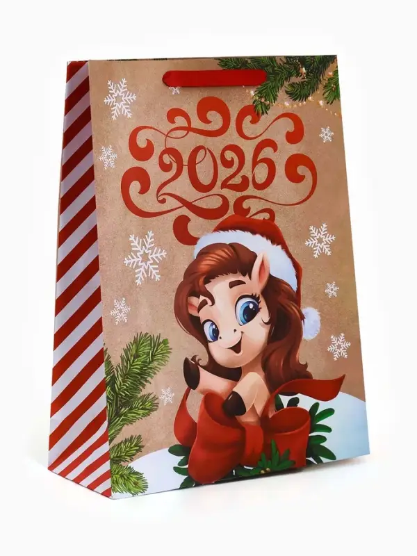 Пакет крафтовый подарочный «С Новым годом», L 31×40×11.5 см