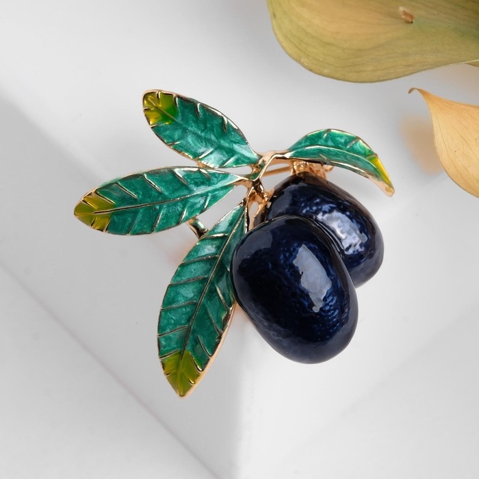 Брошь «Маслины», цветная в золоте Брошь «Маслины», цветная в золоте