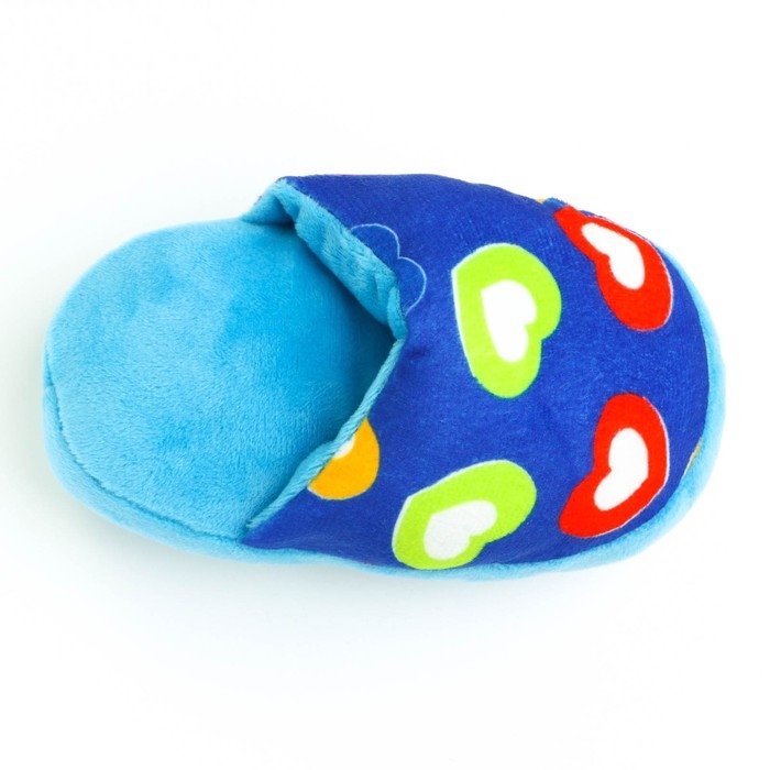 Игрушка для собак «Тапок», 15 см, синяя с сердечками Игрушка для собак «Тапок», 15 см, синяя с сердечками