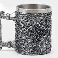 Кружка средневековая &laquo;Череп с мечом. Хэллоуин&raquo;, 400 мл, 14&times;9&times;11 см, нержавеющая сталь, серебристая