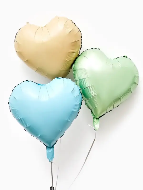 Воздушные шары фольгированные 17" "Сердце" цвет зеленый сатин, набор 5 штук