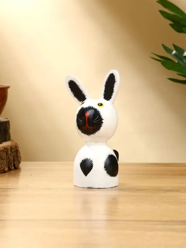 Набор сувенирный "Зайки" дерево H 14, 12, 9 см, цв. бело-чёрный