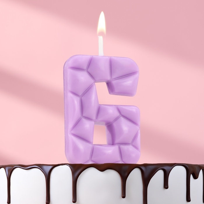 Свеча для торта Свеча для торта "Лёд", цифра "6, сиреневая